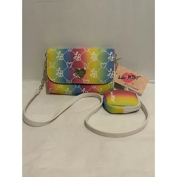 Luv Betsey By Betsey Johnson White Multicolor Crossbody Purse With Coin Pouch - Picture 9 of 9